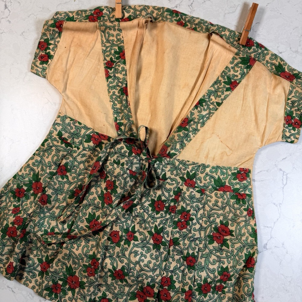 VTG Clothes Line Clothes Pin Holder Bag Hand Made 1960's Floral Dress Laundry